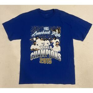Kansas City Royals Comeback Kids 2015 World Series Champions Shirt Mens‎ L Blue